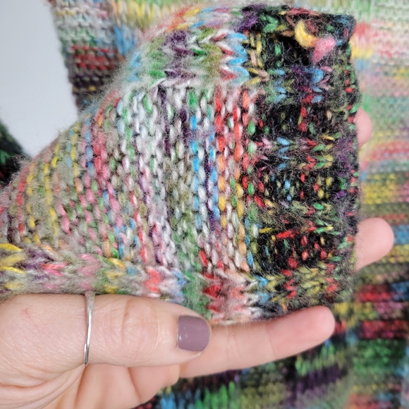 Y2K Vintage Open Knit Space-Dye Sweater Dress Rainbow, Black - Picture 10 of 15